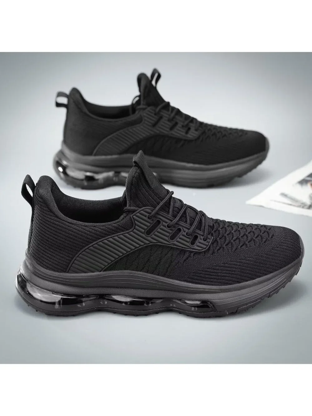 Men's Black Air Cushion Running Shoes Breathable Tennis Casual Fashion Sneakers